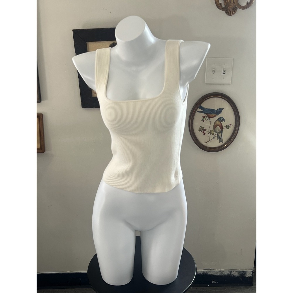 Reformation Cream Ribbed Tank Top Size XS